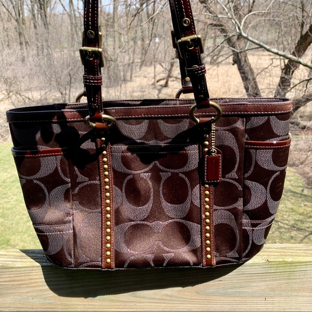 Coach Signature C Studded Gallery Lurex Tote Bag